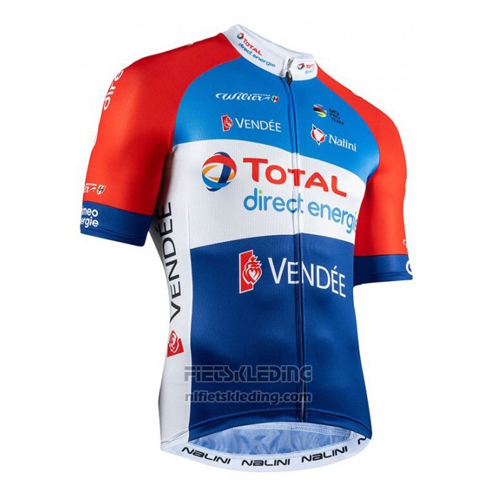 2020 Fietskleding Direct Energie Rood Blauw Korte Mouwen en Koersbroek